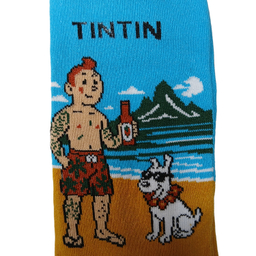 جوراب ساق دار چتیک مدل ماجراهای تن تن طرح تن تن و سگ