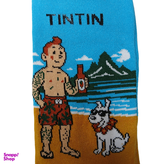 جوراب ساق دار چتیک مدل ماجراهای تن تن طرح تن تن و سگ