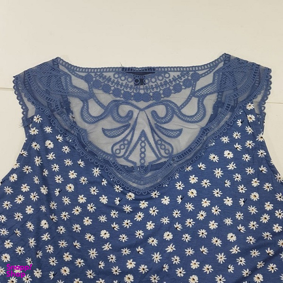 تاپ زنانه اسمارا کد 78546 مدل دانتل رنگ آبی