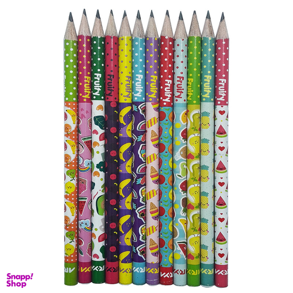 مداد مشکی آریا مدل FRUITY بسته 12 عددی