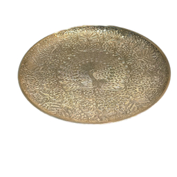 شیرینی خوری گرد برنجی طرح طاووس کد 1051