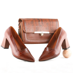 ست کیف و کفش زنانه چرم یلسان مدل لیندا کد TARA-MRV-912-ASL