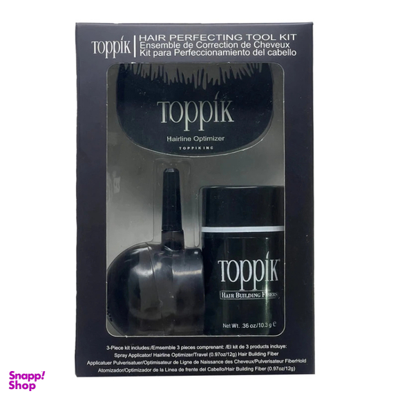 پودر پشت کننده مو تاپیک مدل FIBER وزن 10 گرم رنگ جوگندمی به همراه شانه و سری پودر پاش