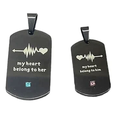 آویز گردنبند مدل قلب و بینهایت کد 110470 مجموعه 2 عددی