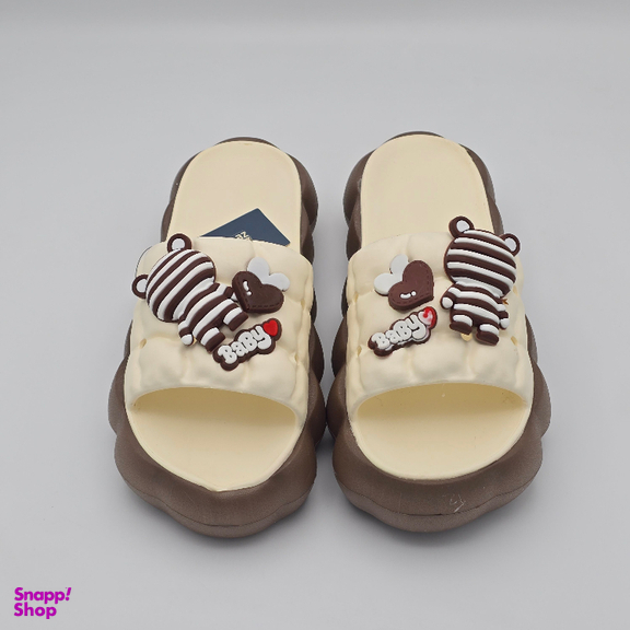 دمپایی زنانه زیتون مدل سارا 421700 رنگ کرم قهوه ای