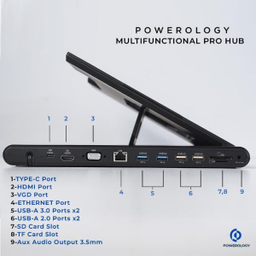 هاب 11 پورت و استند لپ تاپ پاورولوژی مدل Multi-Functional Pro Hub PWPROHUB