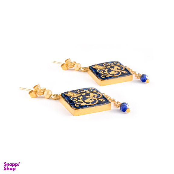 گوشواره طلا ۲۴ عیار زنانه الون طرح مربع چشم ببر مدل هنگامه
