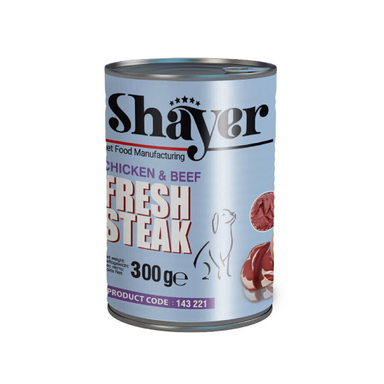 کنسرو سگ شایر مدل Fresh Steak طعم مرغ و گوساله وزن ۳۰۰ گرم