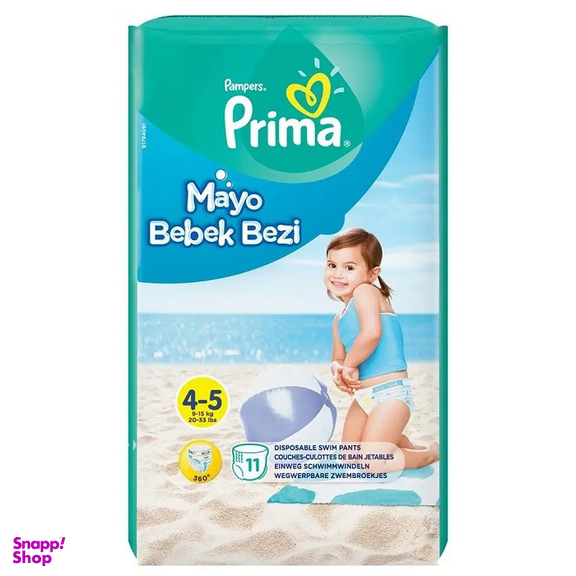 پوشک پریما مدل استخری سایز 5 کد 7700 بسته 11 عددی