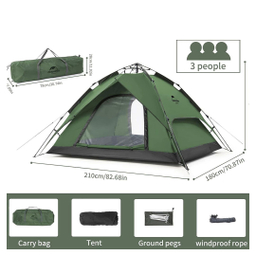 چادر اتوماتیک 3 نفره نیچرهایک مدل POP UP TENT کد NH21ZP008