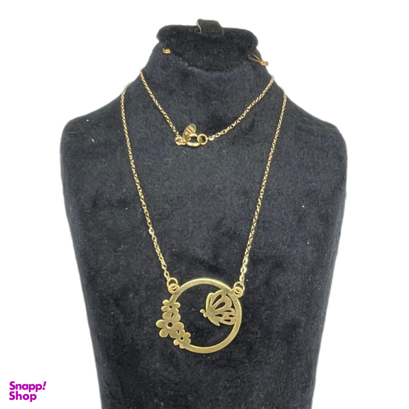 گردنبند طلا 18 عیار زنانه طرح گل و پروانه کد 18