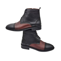 نیم بوت مردانه چرم ریباری مدل Z20 رنگ مشکی قهوه ای