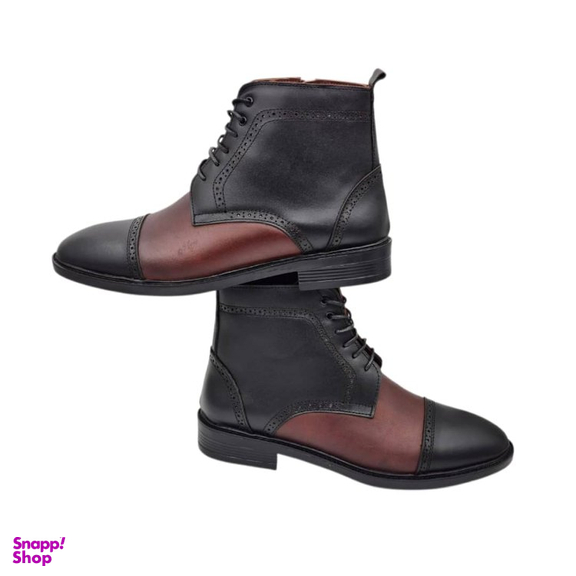 نیم بوت مردانه چرم ریباری مدل Z20 رنگ مشکی قهوه ای