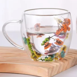 لیوان مدل دو جداره طرح گل خشک