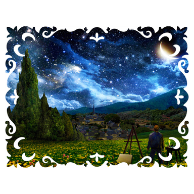 پازل 166 تکه گلکسی طرح شب پرستاره ونگوگ کد 201