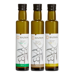 روغن زیتون فرابکر رزبن با طعم های ریحان، سیر و لیموترش حجم 250 میلی لیتر بسته 3 عددی