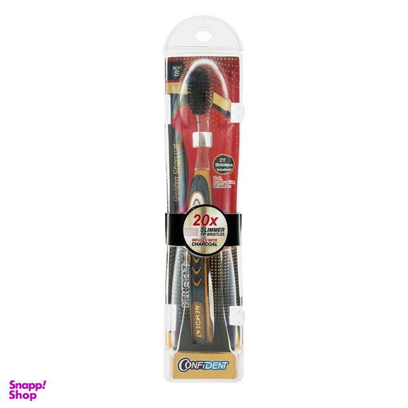 مسواک کانفیدنت مدل Golden Charcoal با برس نرم