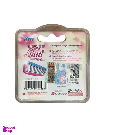 تیغ یدک 6 لبه زنانه دورکو مدل shai بسته 4 عددی