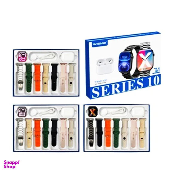 ست ساعت هوشمند و ایرفون بلوتوثی ویزمی مدل X15 SERIES10 سایز 47