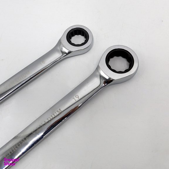آچار یکسر تخت و یکسر رینگی جغجغه ای مدل کوییک کد YP-HC-015-19MM سایز 15، 19 میلی متر مجموعه 2 عددی
