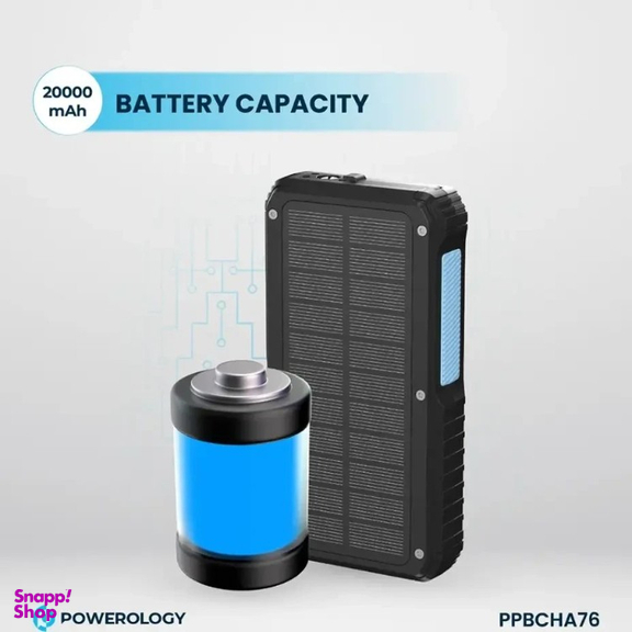 پاوربانک خورشیدی پاورولوژی مدل Powerology Solar Wireless Charging Power Bank PPBCHA76 ظرفیت 20000 میلی آمپر