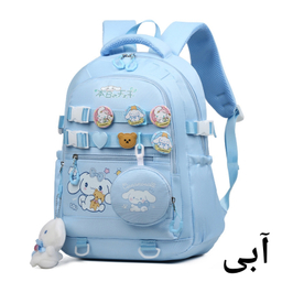 کوله پشتی مدرسه مدل کرومی پیکسل دار کد 20271 به همراه آویز