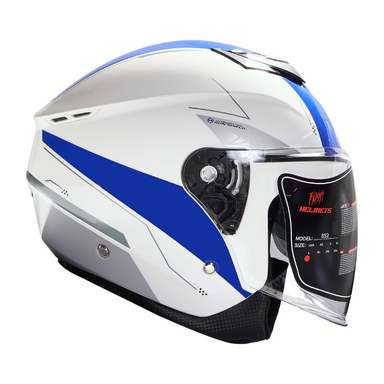 کلاه کاسکت بدون فک فلش مدل 852 glossy white-blue