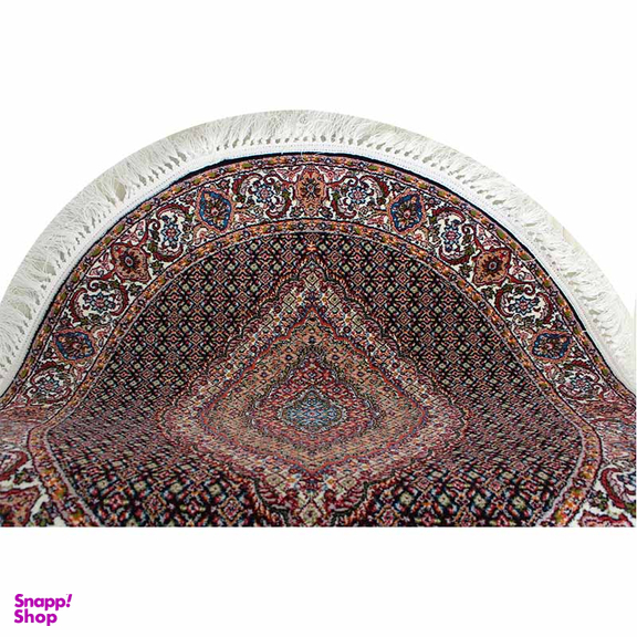 فرش ماشینی مدل گرد طرح ریزماهی رنگ سرمه ای