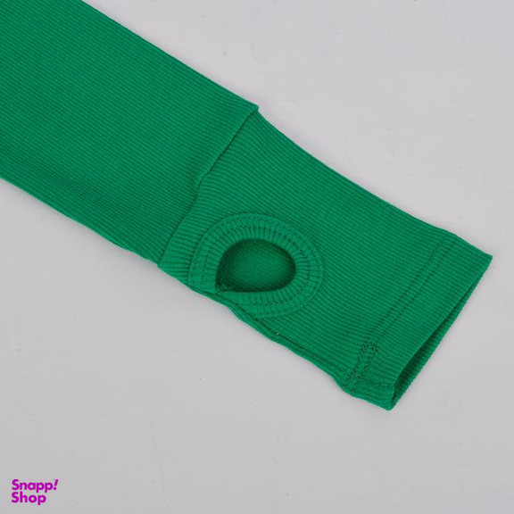 بادی آستین بلند زنانه دکسونری مدل 256003912 کبریتی نیم زیپ رنگ سبز