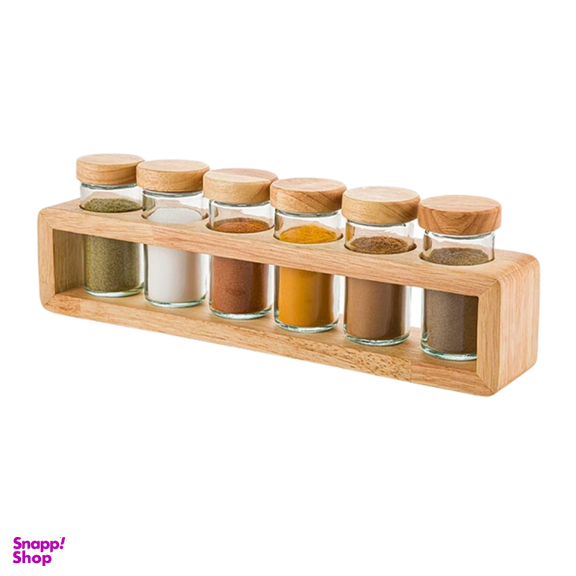 جای ادویه چوبی لیمون کد 2306 بسته 6 عددی به همراه استند