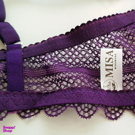 ست شورت و سوتین زنانه میسا مدل فنردار گیپوری کد 4717-6035 رنگ بنفش