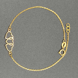 دستبند طلا 18 عیار دخترانه مدل فانتزی قلبی 008