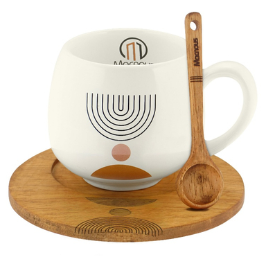 ماگ سایه دار مکنوس کد 1008 به همراه قاشق و زیرلیوانی