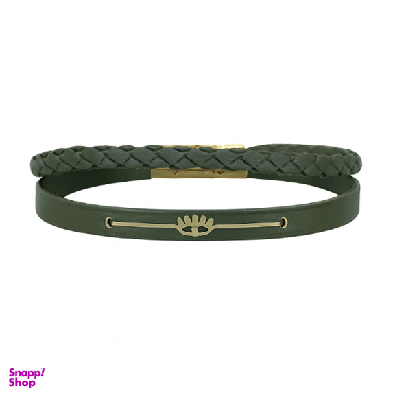 دستبند چرم و طلا 18 عیار زنانه طرح گربه کد 4345