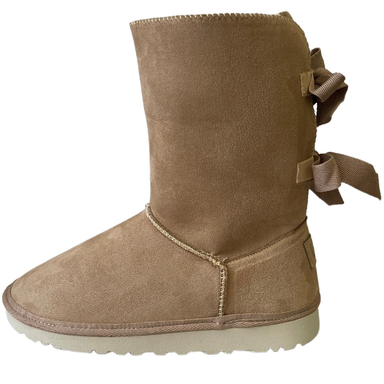 بوت زنانه طرح اگ مدل پشت بندی رنگ کرم