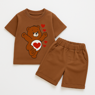 ست تیشرت و شلوارک طرح قلبی کد 6504