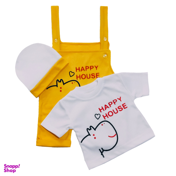 ست 3 تکه لباس نوزادی مدل Happy کد M02