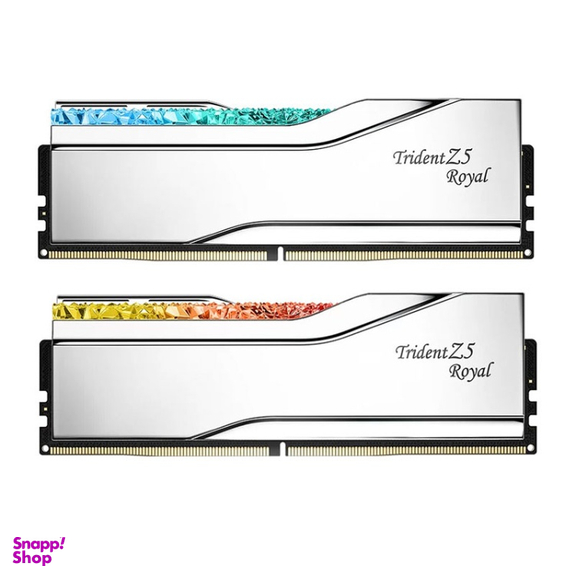 رم دسکتاپ جی اسکیل مدل TRIDENT Z ROYAL SILVER RGB DDR5 دو کاناله 6400MHz CL32 ظرفیت 16 گیگابایت بسته 2 عددی