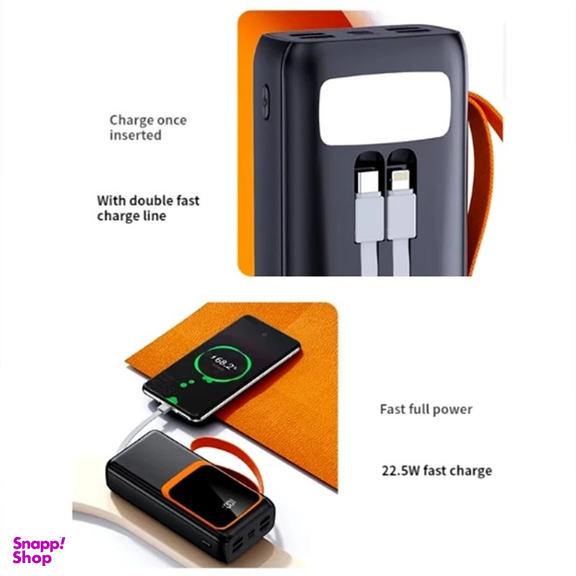 پاوربانک پی زد ایکس مدل V28 Fast Charge 22.5W Cabled ظرفیت 30000 میلی آمپر ساعت