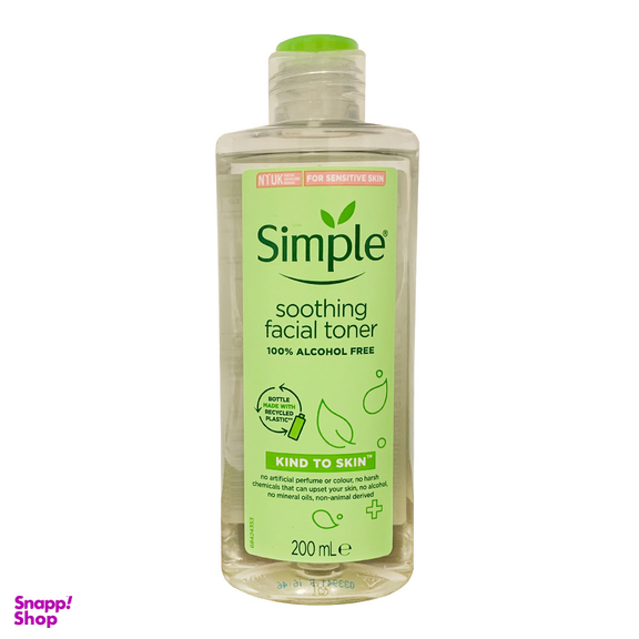 تونر پاک کننده صورت سیمپل مدل Soothing حجم 200 میلی لیتر