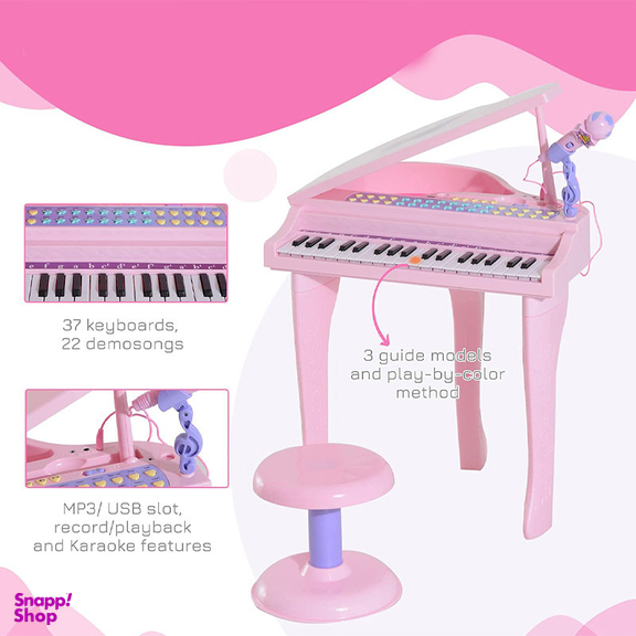 اسباب بازی موزیکال مدل پیانو پایه دار و میکروفون کد 88022