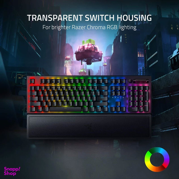 کیبورد مخصوص بازی ریزر (Razer) مدل BLACKWIDOW V3 Chroma RGB With Green Switch