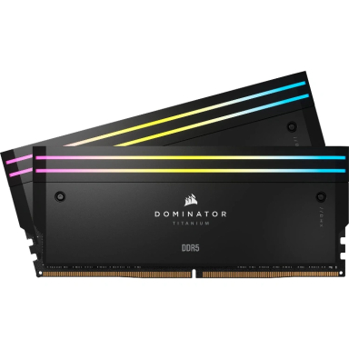 رم دسکتاپ کورسیر مدل Dominator Titanium RGB 32GB 16GBx2 6600MHz CL32 DDR5 ظرفیت 16 گیگابایت بسته 2 عددی