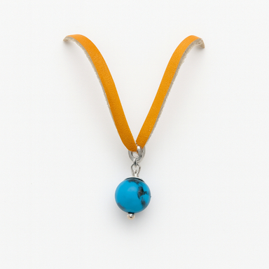 گردنبند مدل فیروزه و چرم کد 01