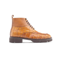 نیم بوت مردانه نوین چرم مدل 7027 MS3222 رنگ عسلی