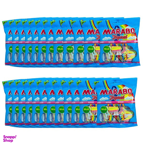 پاستیل رنگین کمانی مارابو وزن 50 گرم بسته 24 عددی