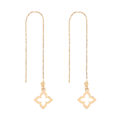 گوشواره طلا 18 عیار زنانه میلی گالری مدل بخیه ای طرح گل کد MT1367