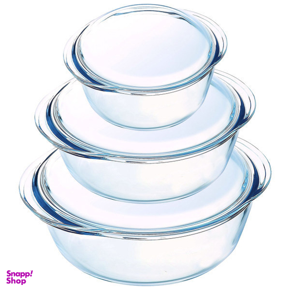 ظرف پخت پیرکس مدل قابلمه ای مجموعه 3 عددی