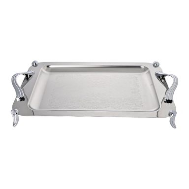 سینی بزرگ استیل پایه دار مات کد 4044