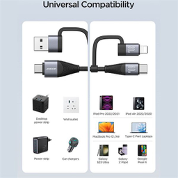 کابل تبدیل USB/USB-C به لایتنینگ/USB-C جوی روم مدل SA37-2T2 طول 1.2 متر